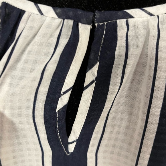 Merona Blue & White Striped Peplum Blouse - Picture 4 of 8